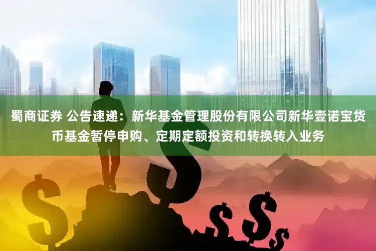 蜀商证券 公告速递：新华基金管理股份有限公司新华壹诺宝货币基金暂停申购、定期定额投资和转换转入业务